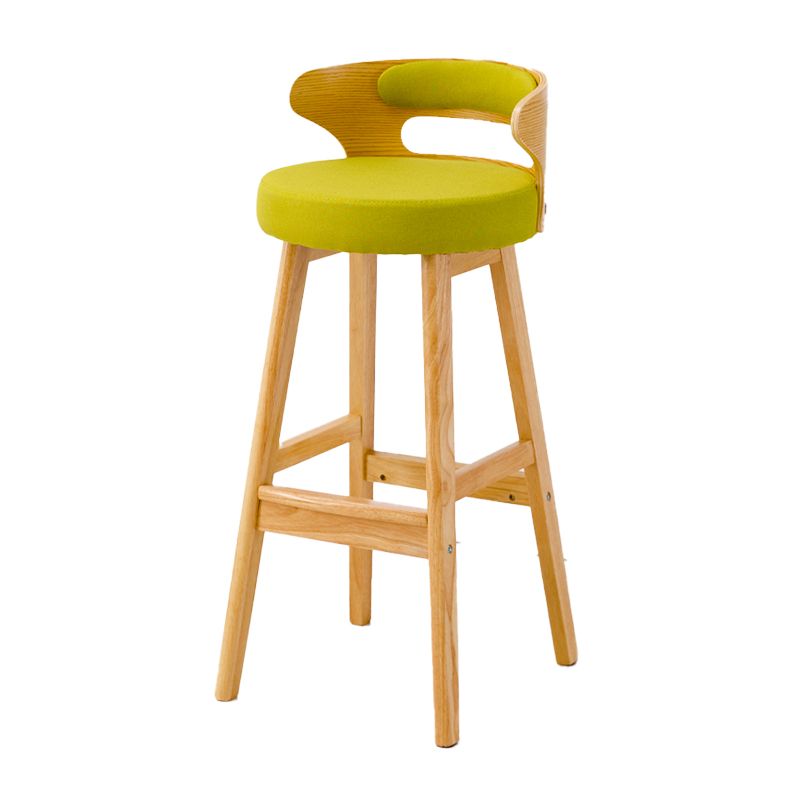Scandinavian Style Bar-stool with Wooden Legs Round Seat Counter Stool for Kitchen Bar