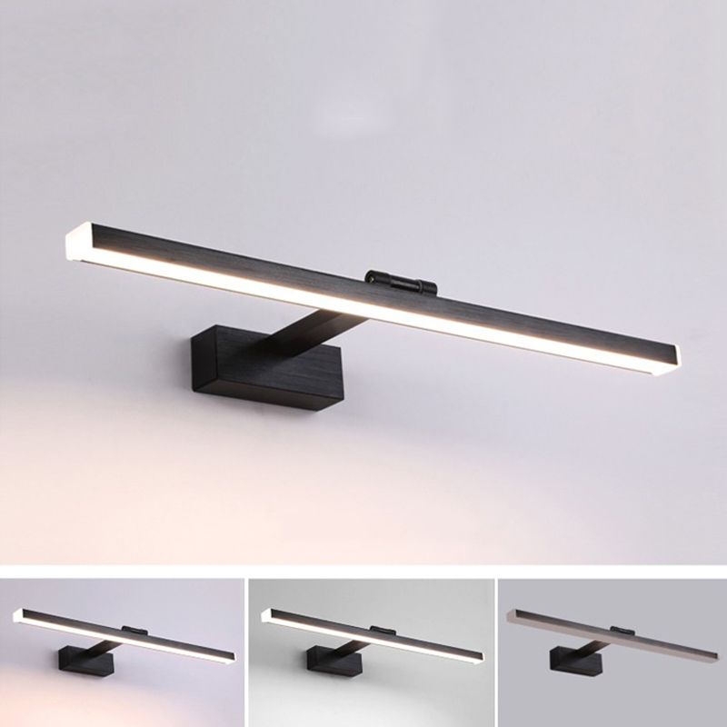 Strip Wall Mounted Light Fixture Nordic Metal LED Bathroom Wall Sconce Lighting in Black