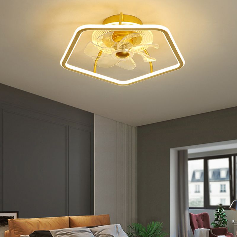 7-Blade Modernism Ceiling Fan Black/Golden Fan with Light for Bedroom