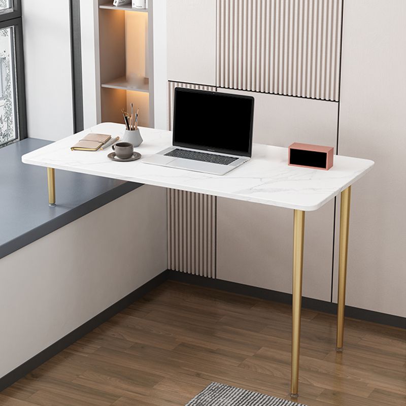 Contemporary Style Stone Office Desk Rectangular Shape Task Desk with 4 Legs