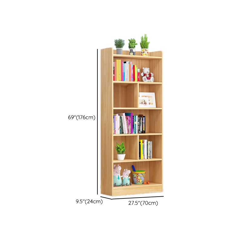 Modern Floor Vertical Bookshelf Brown Closed Back Wooden Shelf Bookcase for Bedroom