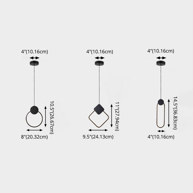 Pendre à LED géométrique noire dans la lampe suspendue en aluminium concis moderne avec une teinte en silicone