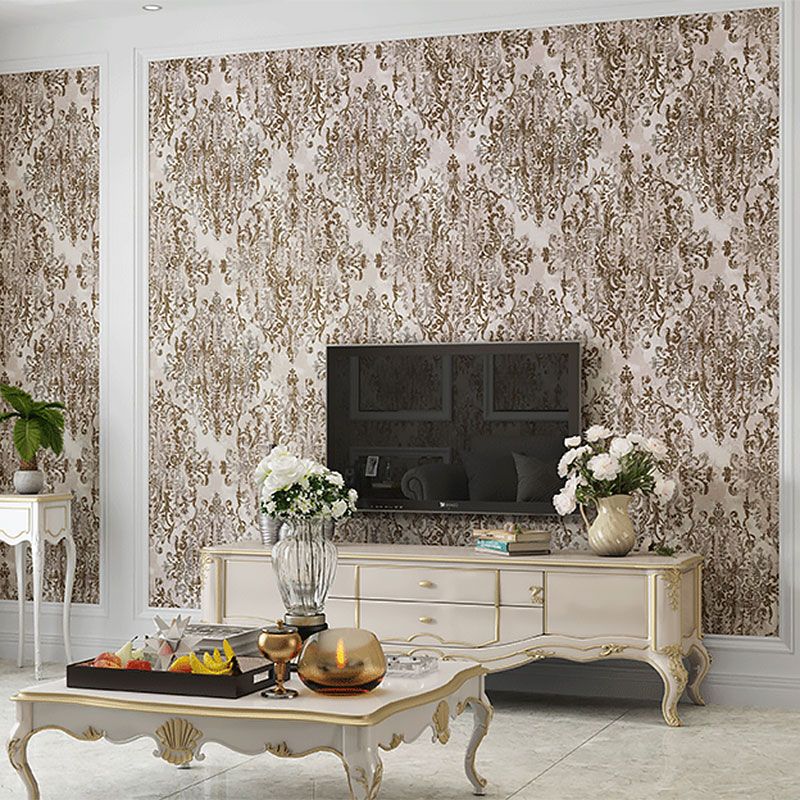 Classic Damasque Wallpaper Roll for Accent Wall in Pastel Color, 20.5-inch x 33-foot