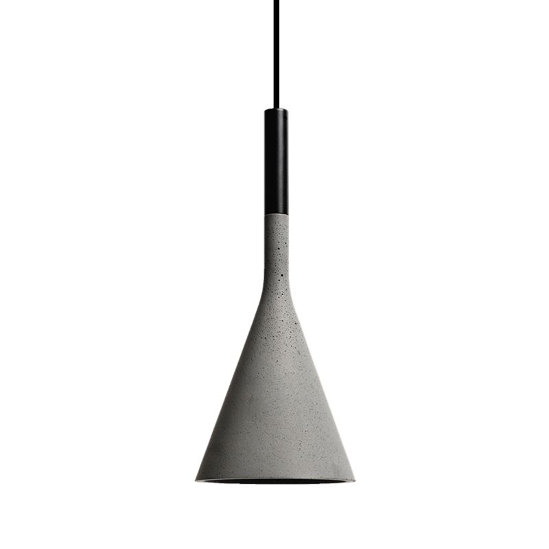 Funnel Dining Room Suspension Lighting Cement 1 Head Minimalist Pendant Ceiling Light in Grey