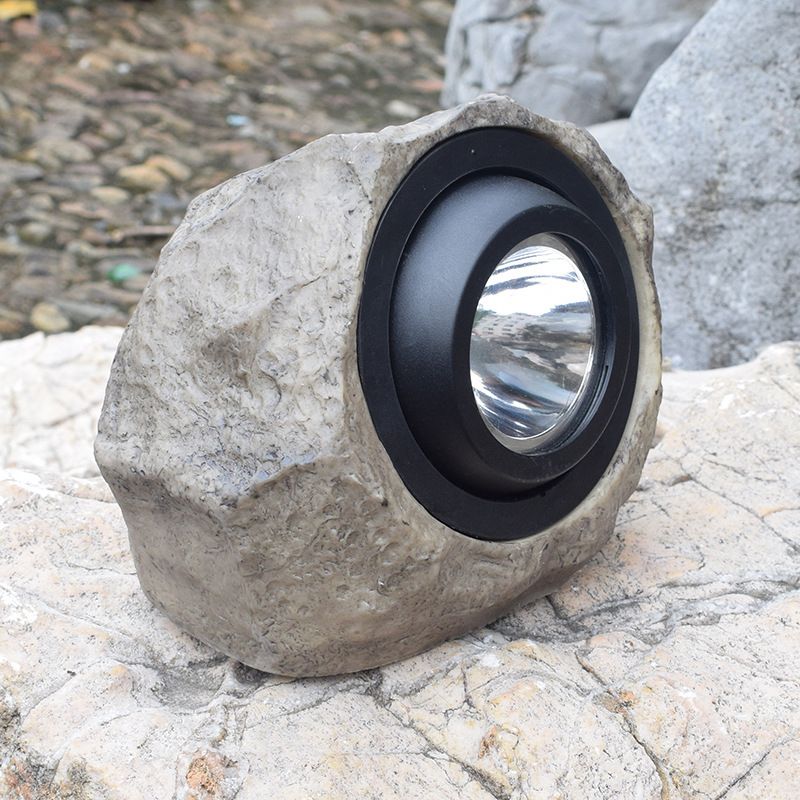 Stone Resin LED Lawn Spotlight Decorative Brown Solar Powered Ground Lighting for Garden