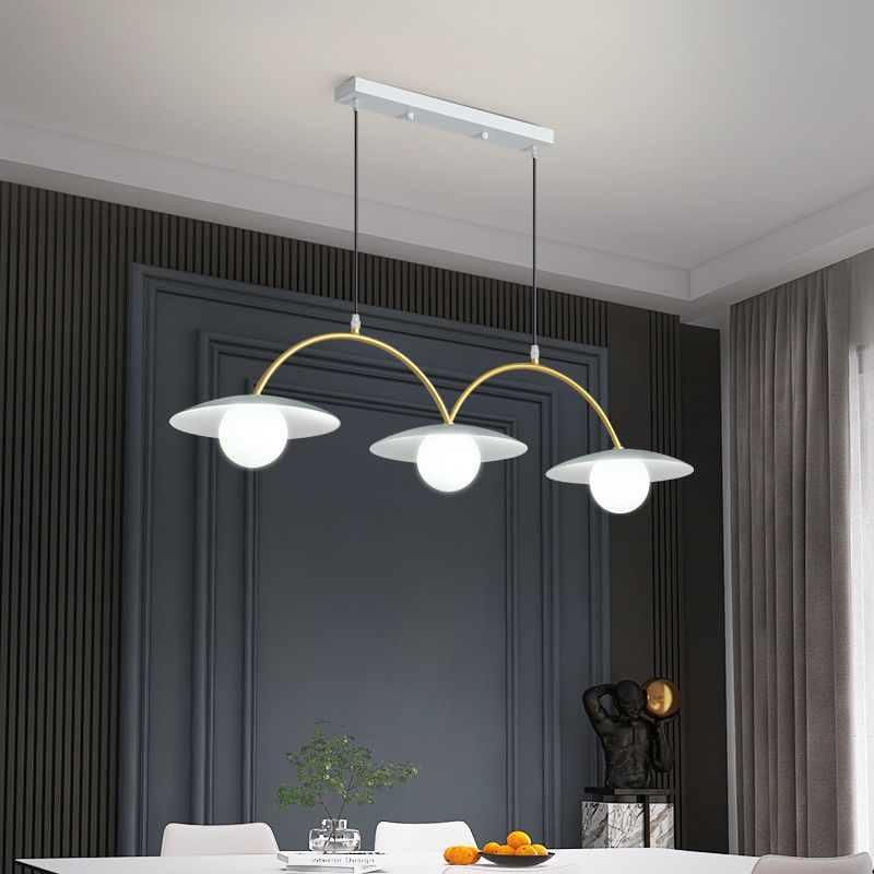 Gold and White Island Lights Contemporary Pendant Lights for Dining Room