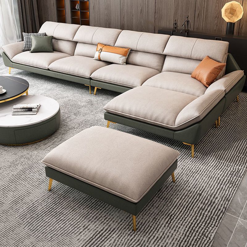 Beige Faux Leather Removable Cushions Sofa/Sectionals with Stain-Resistant