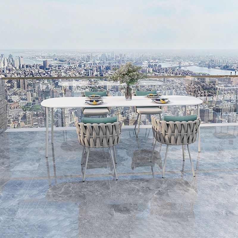 Boho Style 1/5/7/8/9 Pieces Dining Metal Set Stone Dining Table Set for Outdoor