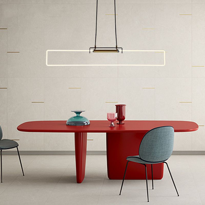 Modern Style Rectangle Pendant Light Metal One Light Pendant Light Fixture