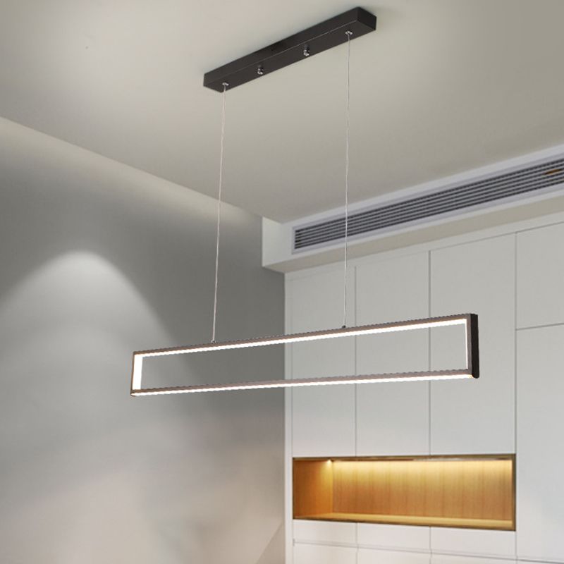 Rectangle Shape Island Pendant Contemporary Style Metal 1 Light Pendant Lighting Fixture