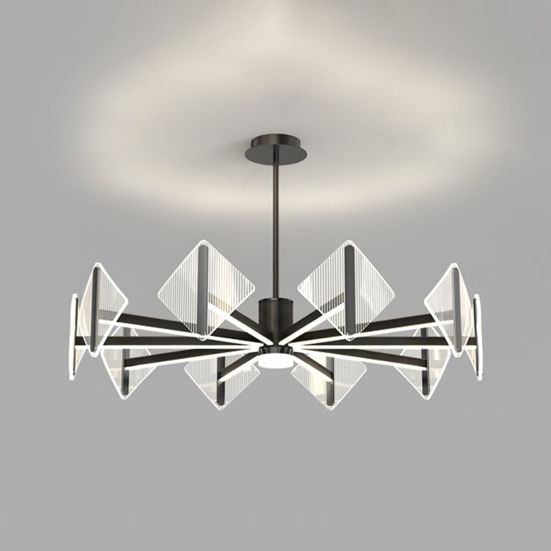 Creative Acrylic LED Chandelier Modern Style Pendant Light in Black for Bedroom