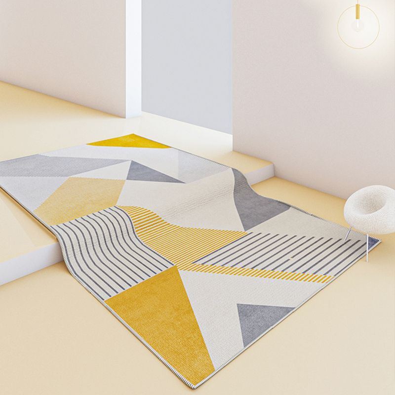 Contemporary Geometry Printed Rug Polyester Indoor Carpet Non-Slip Backing Carpet for Living Room