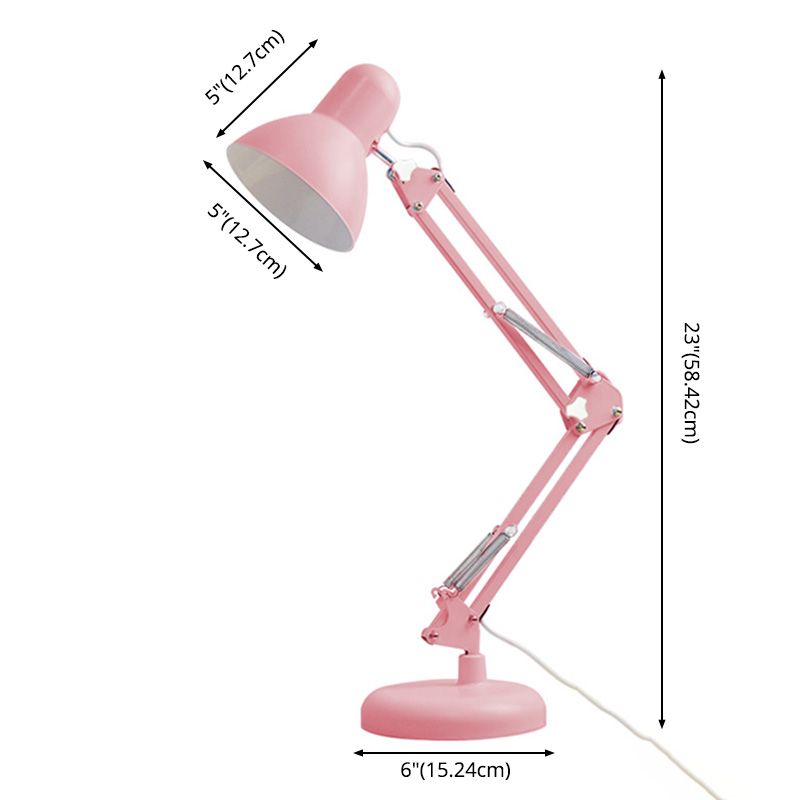 Pink Swing Arm Task Lamp Macaron 1 Kopfmetall Schreibtisch Licht mit Schalenschatten
