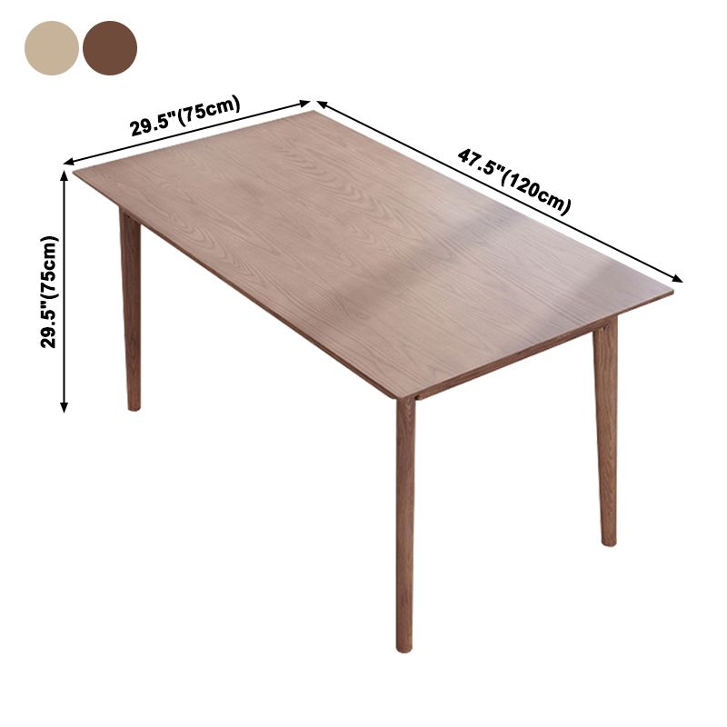 Rectangle Ash Wood Table in Nature/Walnut Modern Dining Table with 4 Legs for Restaurant