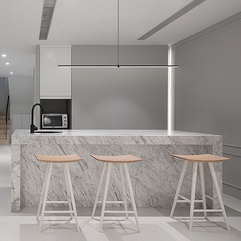 Modern Linear LED Island Light 1-Head Restaurant Pendant Lamp with Acrylic Shade