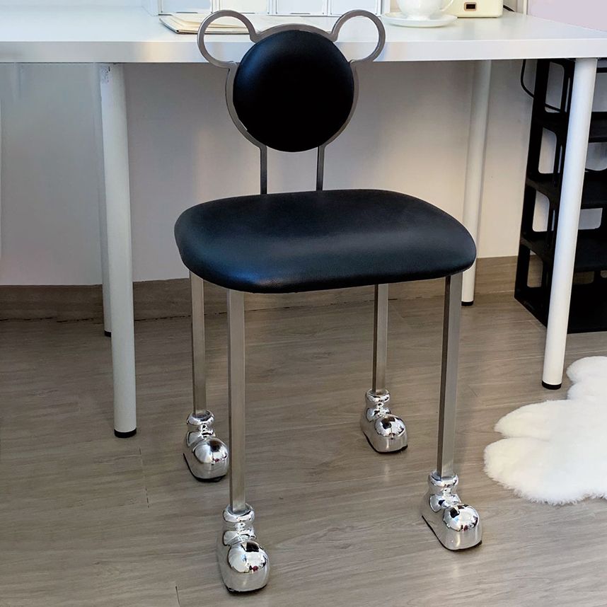 Upholstered Armless Chair Modern Style Dining Chair with Chrome Base