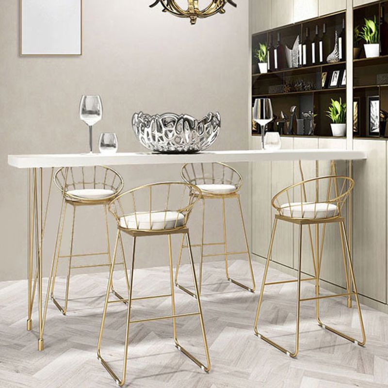 Glam Rectangle Bar Table 1/2/3 Pieces Solid Wood Counter Table with Upholstered Stools