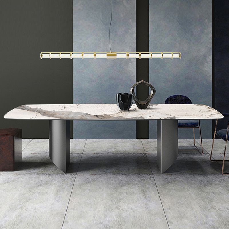 Metal Traditional Luxury Rectangle Table Sintered Stone Indoor Table for Dining Room
