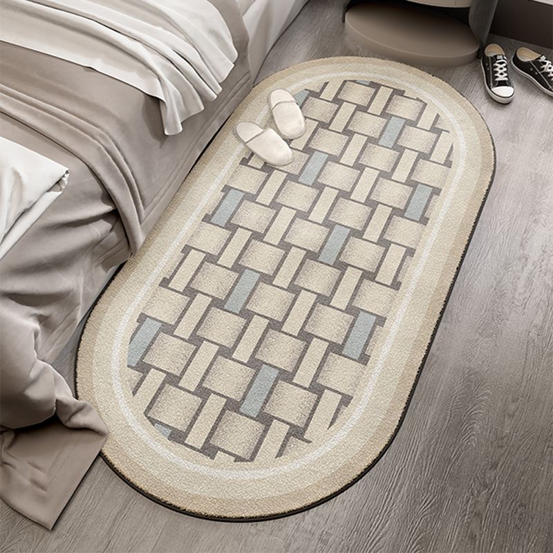 Beige Modern Area Rug Geometric Pattern Polyester Carpet Stain Resistant Rug for Bedroom