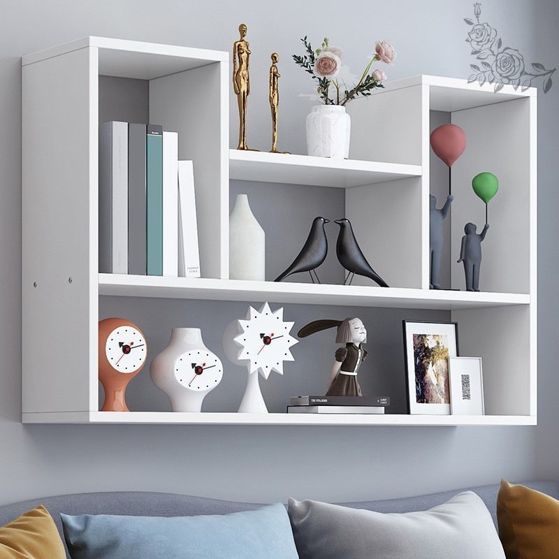 Modern Engineered Wood Bookcase, Geometric Wall Mounted Bookshelf for Any Room
