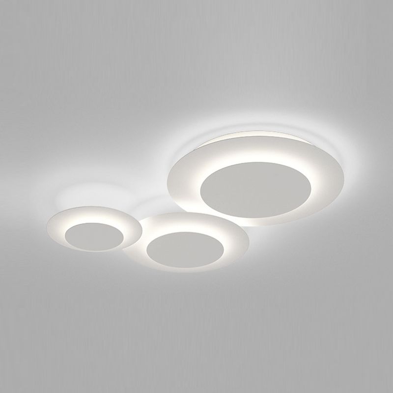 Nordic Flush Mount Multi-Layer LED Ceiling Light Fixture in White for Living Room