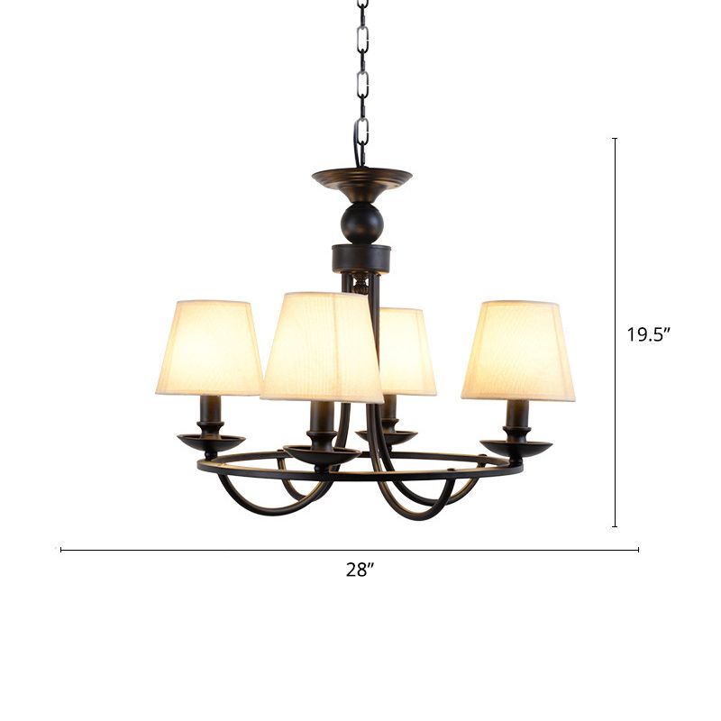 Conical Chandelier Country Style Fabric Pendant Lighting Fixture for Dining Room