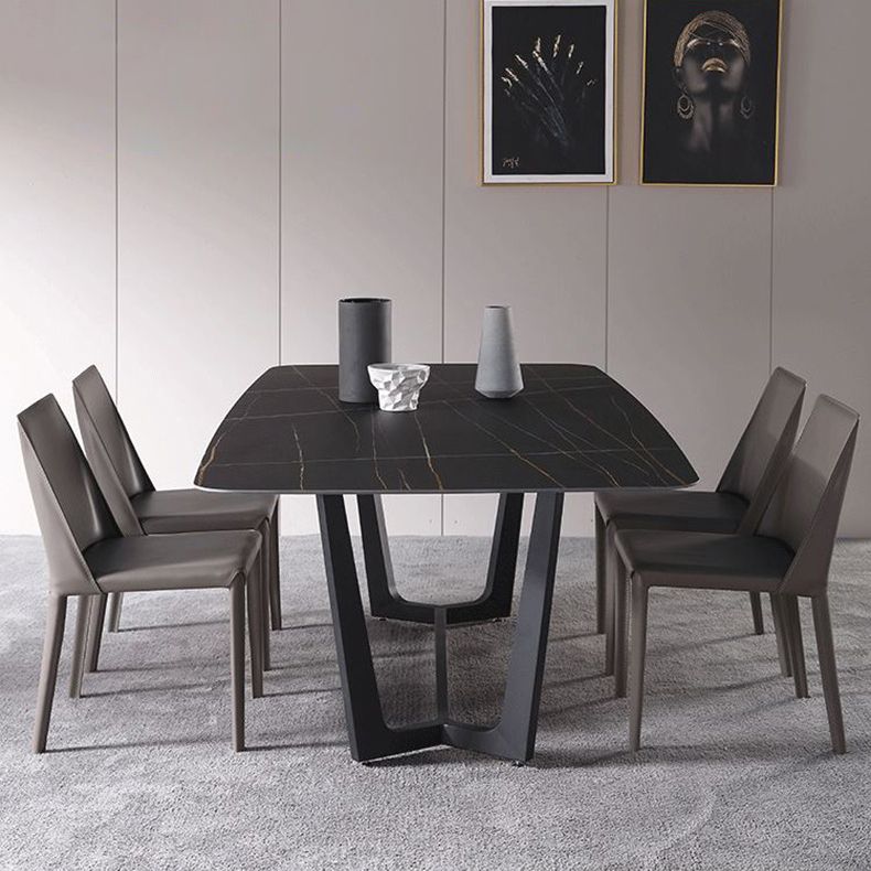 Contemporary Sintered Stone Dinette Set 1/2/5/7 Pieces Rectangular Dining Table Set
