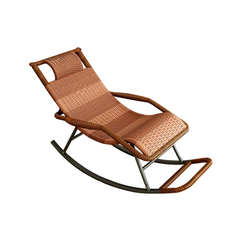 Modern Recliner Chair Color Block Rattan Rocker Chair with Dark Legs