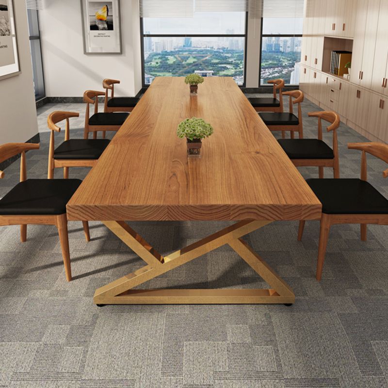 Rectangle Wood Color Dining Table Pine Solid Wood Table Glam for Dining Room