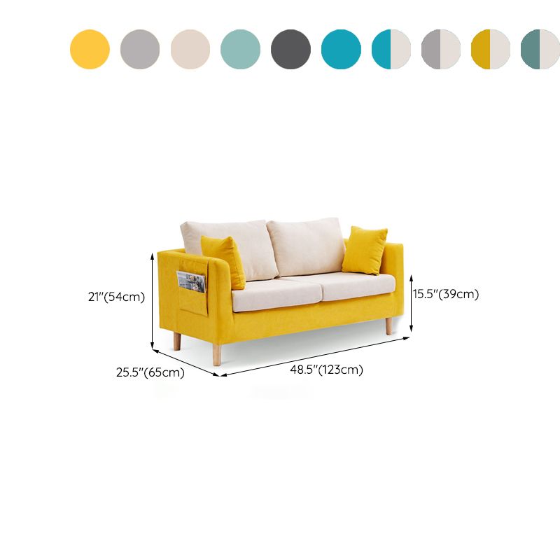 Contemporary Tuxedo Arm Sofa Loose Back Settee for Living Room