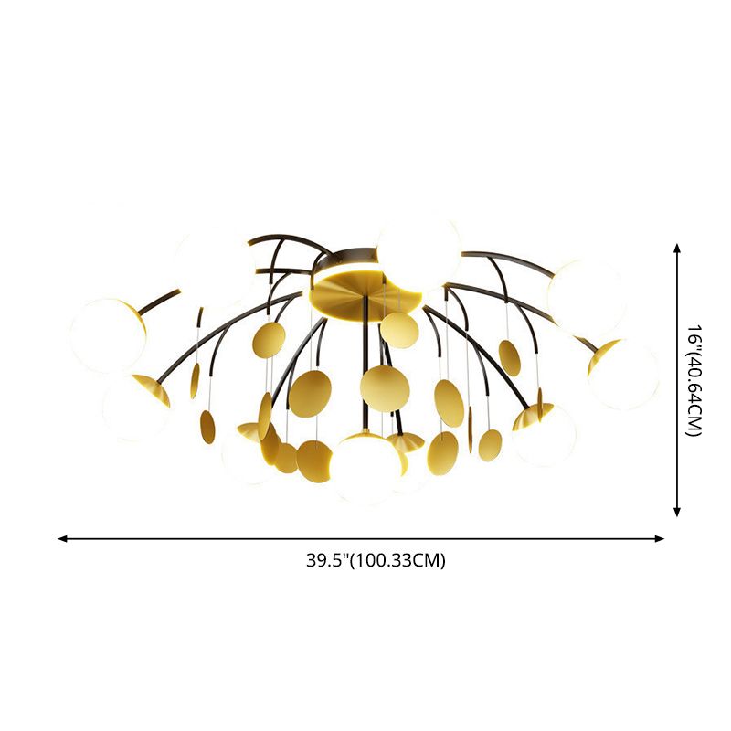 Modern Style Globe Semi Flush Mounted Ceiling Light Sputnik LED Ceiling Light with White Glass Shade