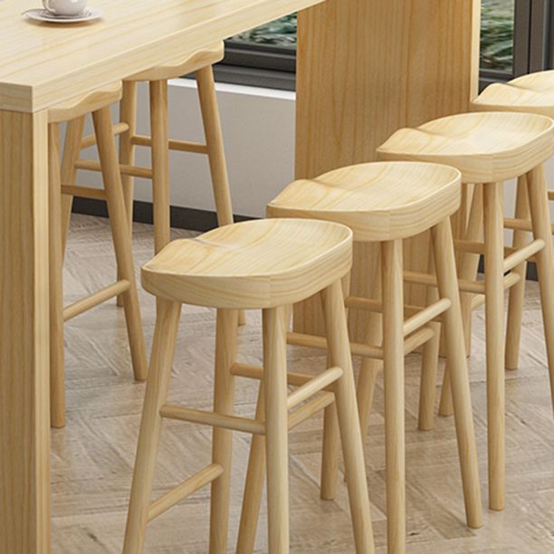 Modern Rectangle Pine Wood Bar Table Set 1/5/9 Pieces Counter Table with Backless Stools