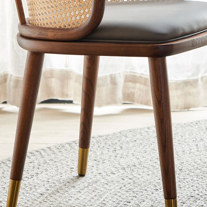 Contemporary Cane Back Dining Chair Home Solid Wood Dining Arm Chair