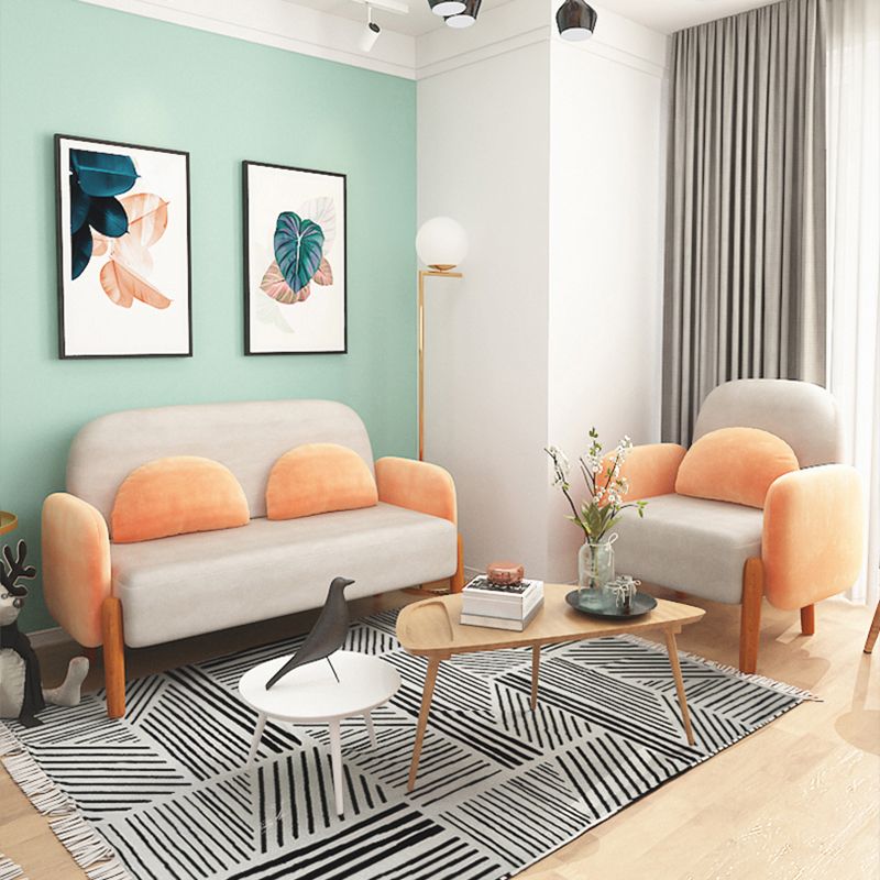 Scandinavian Loveseat with 2 Pillows and Square Arm for Apartment