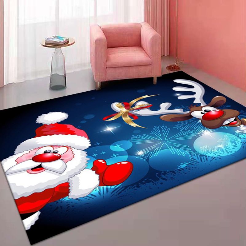 Red Modern Rug Polyester Christmas Indoor Rug Washable Rug for Home Decor