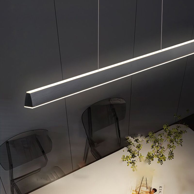 Simple LED Island Light Modern Style Linear Hanging Light for Dining Room
