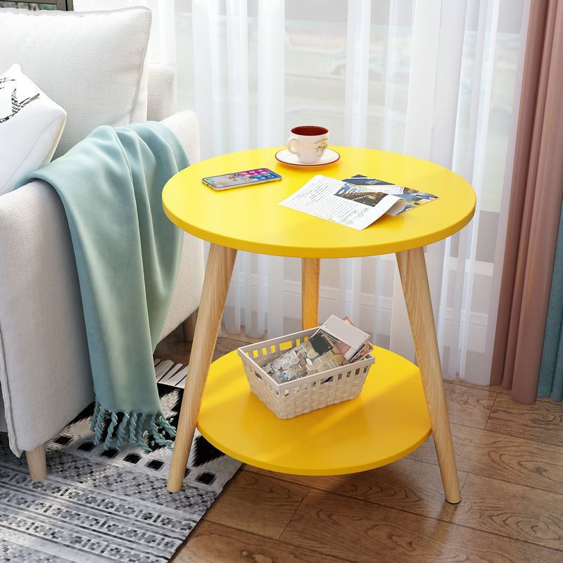 18.5/20.4/21.6" Tall Modern 3 Legs Side Table Wooden Round Top End Table with Shelf