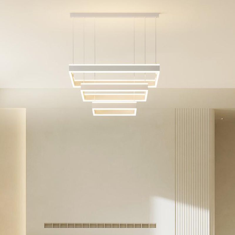 Quadratischer Schatten Kronleuchter Lichter moderne Metall 6-Licht Kronleuchter Beleuchtung in Weiß