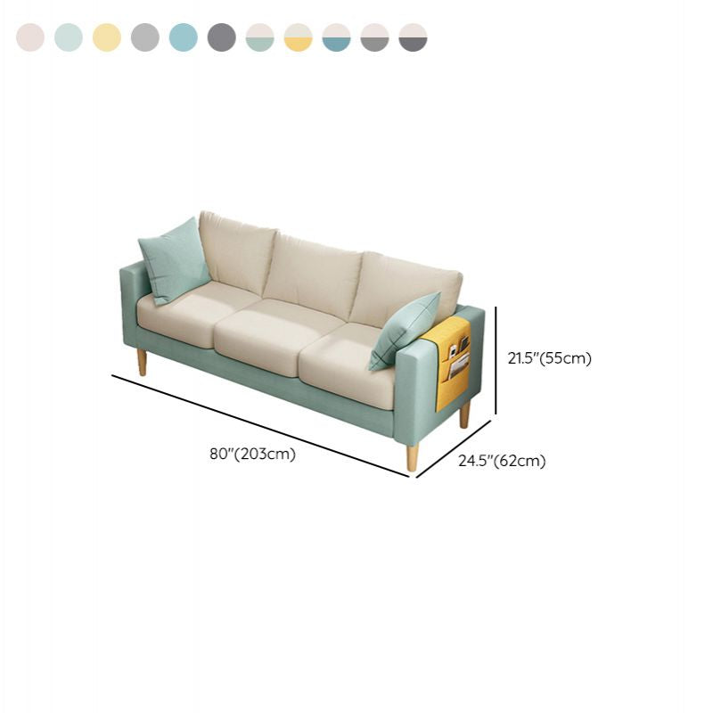 Modern Square Arm Sofa Wooden Standard Sofa for Living Room with Cushions Back