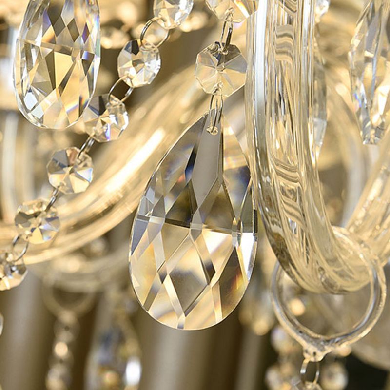 Crystal Candle Shape Hanging Ceiling Light European Style Multi Lights Hanging Light