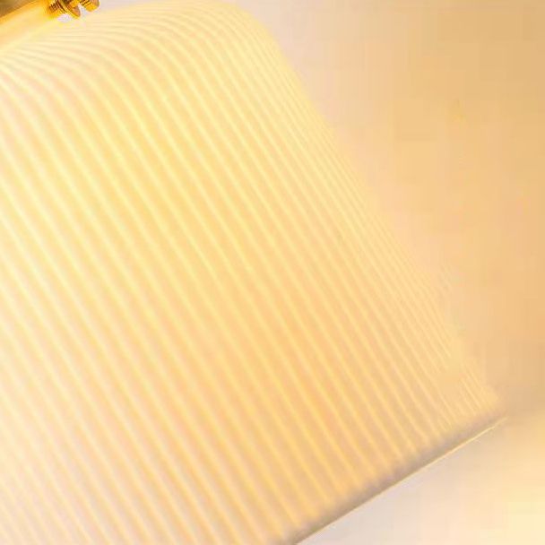 Modern Metal Wall Sconce Cylinder Shape Vanity Lamp with Ceramic Shade for Bathroom