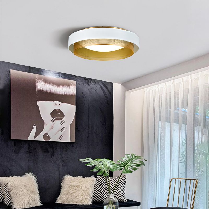 Nordic Circular Flush Mount Metal LED Ceiling Light Fixture for Living Room
