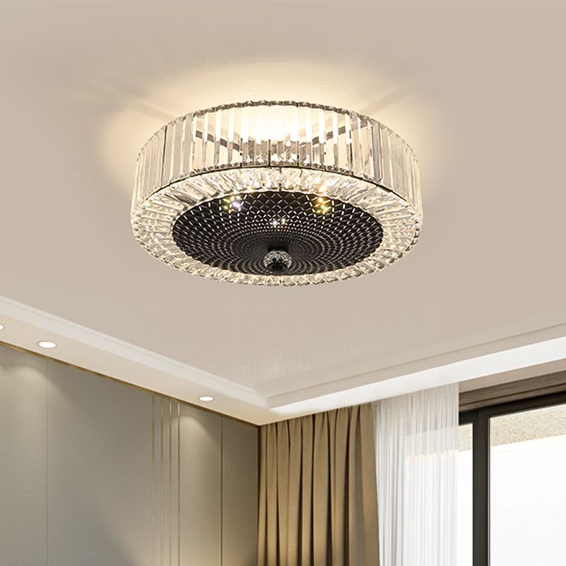 Minimalist Drum Shape Flush Light 4/5-Light Crystal Rectangle Flush Mount Ceiling Lamp in Black