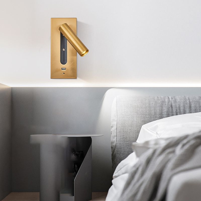 LED Modern Metal Wall Sconce Cylinder Shape Wall Light with Glass Shade for Living Room