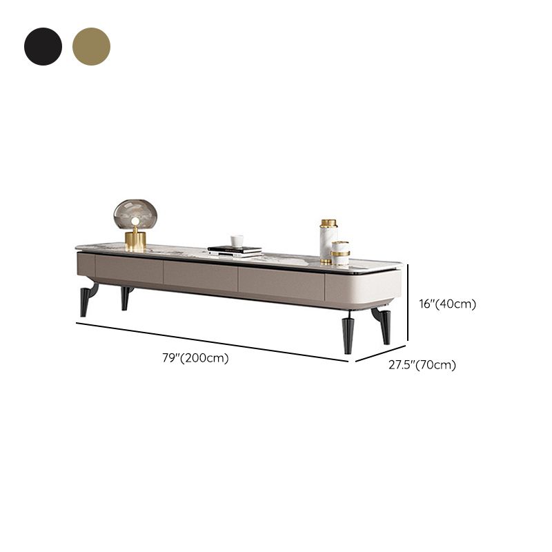 4 Legs Cocktail Table Modern Rectangle Single Coffee Table with 4 Drawers