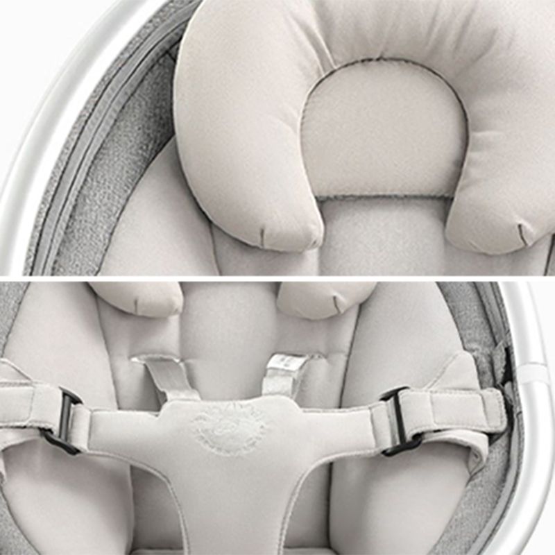 Metal Baby Bassinet Oval White Adjustable Crib Cradle with Bedding