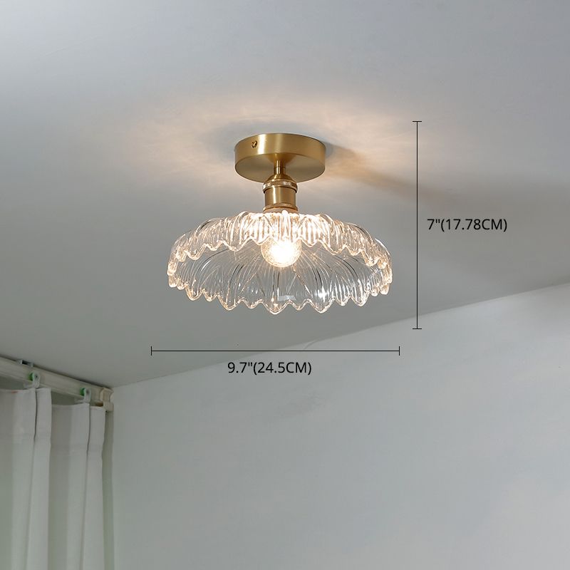 Colonial Prismatic Glass Flush Light Fixtures Blossoms Flush Mount for Hallway