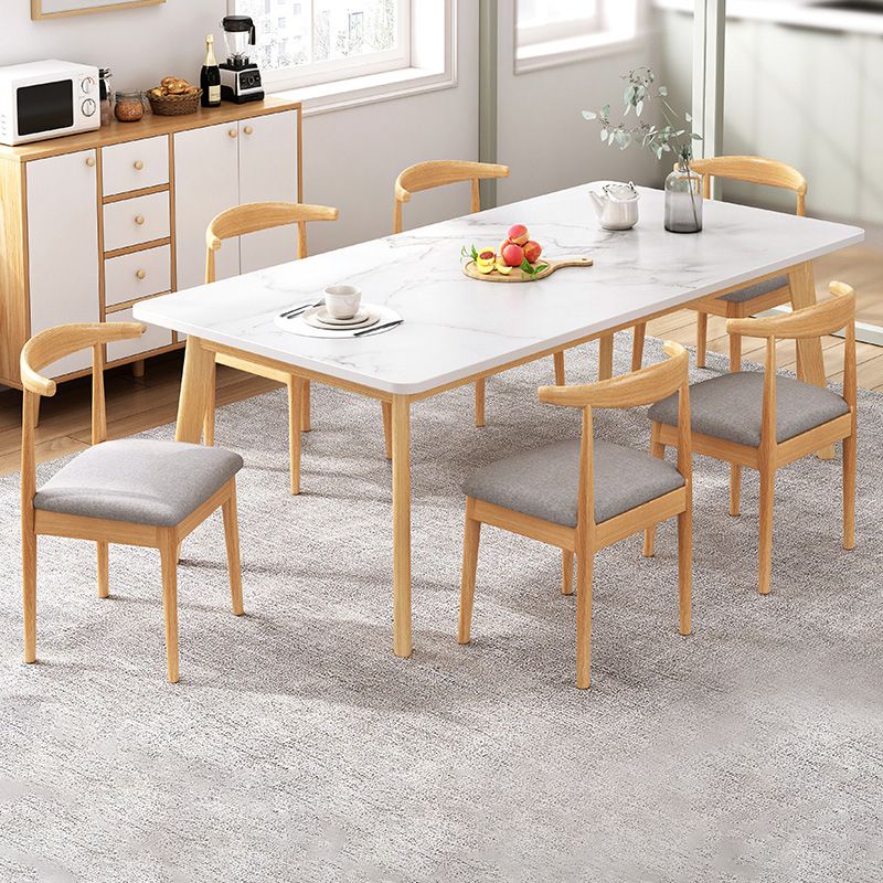 Minimalist Rectangle Shape Standard Dining Set MDF Kitchen Dining Set with 4 Legs Base