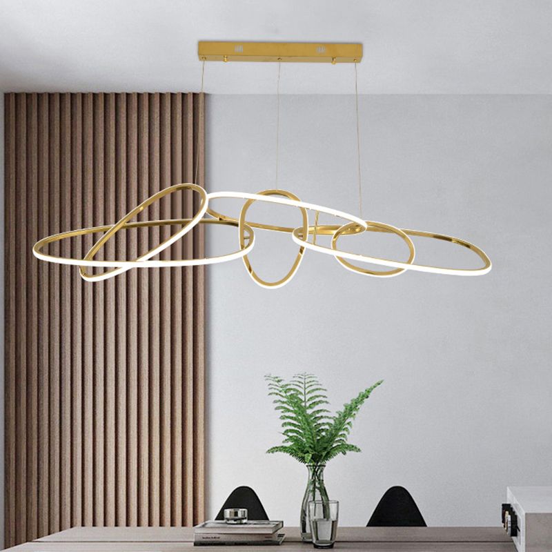 Strip Shape Island Lamp LED Island Hanging Light with Silica Gel Shade for Dining Room