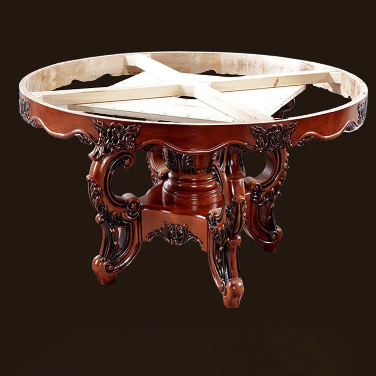 Faux Marble Dining Table Traditional Round Dinette Table with Turntable